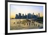 Lower Manhattan skyline across the East River at sunset, New York City, New York, United States of -Fraser Hall-Framed Photographic Print