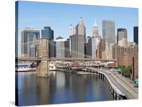 Lower Manhattan Skyline and Brooklyn Bridge-Alan Schein-Stretched Canvas