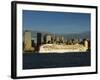 Lower Manhattan Skyline and Cruise Ship Across the Hudson River, New York City, New York, USA-Amanda Hall-Framed Photographic Print