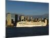 Lower Manhattan Skyline and Cruise Ship Across the Hudson River, New York City, New York, USA-Amanda Hall-Mounted Photographic Print