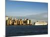 Lower Manhattan Skyline and Cruise Ship Across the Hudson River, New York City, New York, USA-Amanda Hall-Mounted Photographic Print