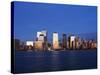 Lower Manhattan Skyline at Dusk Across the Hudson River, New York City, New York, USA-Amanda Hall-Stretched Canvas