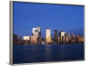 Lower Manhattan Skyline at Dusk Across the Hudson River, New York City, New York, USA-Amanda Hall-Framed Photographic Print