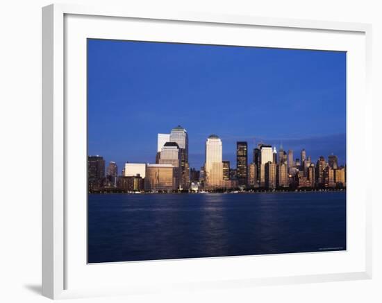 Lower Manhattan Skyline at Dusk Across the Hudson River, New York City, New York, USA-Amanda Hall-Framed Photographic Print