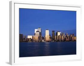 Lower Manhattan Skyline at Dusk Across the Hudson River, New York City, New York, USA-Amanda Hall-Framed Photographic Print