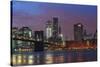 Lower Manhattan Skyline at Dusk.-Jon Hicks-Stretched Canvas