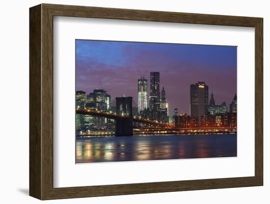 Lower Manhattan Skyline at Dusk.-Jon Hicks-Framed Photographic Print