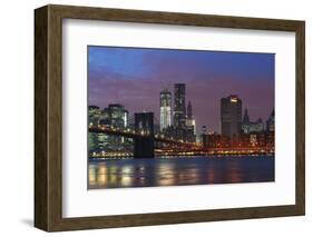 Lower Manhattan Skyline at Dusk.-Jon Hicks-Framed Photographic Print