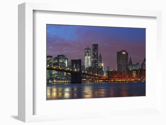 Lower Manhattan Skyline at Dusk.-Jon Hicks-Framed Photographic Print