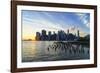 Lower Manhattan Skyline at Sunset-Amanda Hall-Framed Photographic Print