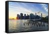 Lower Manhattan Skyline at Sunset-Amanda Hall-Framed Stretched Canvas