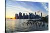 Lower Manhattan Skyline at Sunset-Amanda Hall-Stretched Canvas
