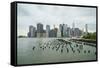 Lower Manhattan Skyline, New York City-Fraser Hall-Framed Stretched Canvas