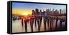 Lower Manhattan Sunset-George Oze-Framed Stretched Canvas