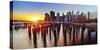 Lower Manhattan Sunset-George Oze-Stretched Canvas