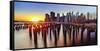 Lower Manhattan Sunset-George Oze-Framed Stretched Canvas