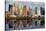 Lower Manhattan with Water Reflection in Hudson River.-Swartz Photography-Stretched Canvas