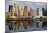 Lower Manhattan with Water Reflection in Hudson River.-Swartz Photography-Mounted Photographic Print