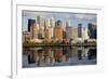 Lower Manhattan with Water Reflection in Hudson River.-Swartz Photography-Framed Photographic Print