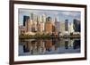 Lower Manhattan with Water Reflection in Hudson River.-Swartz Photography-Framed Photographic Print