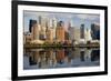 Lower Manhattan with Water Reflection in Hudson River.-Swartz Photography-Framed Photographic Print