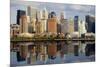 Lower Manhattan with Water Reflection in Hudson River.-Swartz Photography-Mounted Photographic Print