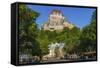 Lower old town with Chateau Frontenac, Quebec City, Quebec, Canada.-Jamie & Judy Wild-Framed Stretched Canvas