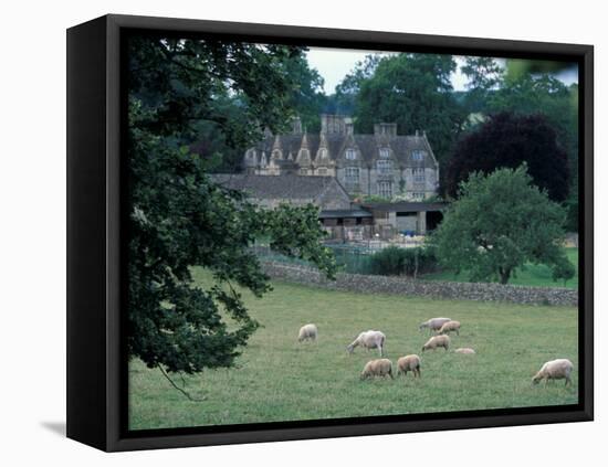 Lower Slaughter Manor and Sheep, Gloucestershire, England-David Herbig-Framed Stretched Canvas
