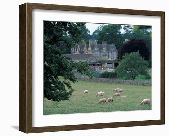 Lower Slaughter Manor and Sheep, Gloucestershire, England-David Herbig-Framed Photographic Print