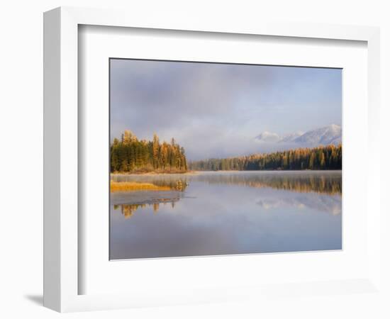 Lower Stillwater Lake in Autumn, Whitefish Range, Montana, USA-Chuck Haney-Framed Photographic Print