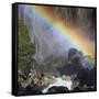 Lower Yosemite Falls, Yosemite Creek, Rainbow, Yosemite National Park, California, Usa-Rainer Mirau-Framed Stretched Canvas