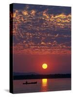 Lower Zambesi National Park, Canoeing on the Zambezi River at Sun Rise under a Mackerel Sky, Zambia-John Warburton-lee-Stretched Canvas