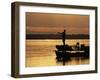 Lower Zambezi National Park, Fly Fishing for Tiger Fish from a Barge on the Zambezi River at Dawn, -John Warburton-lee-Framed Photographic Print