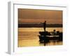 Lower Zambezi National Park, Fly Fishing for Tiger Fish from a Barge on the Zambezi River at Dawn, -John Warburton-lee-Framed Photographic Print