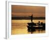 Lower Zambezi National Park, Fly Fishing for Tiger Fish from a Barge on the Zambezi River at Dawn, -John Warburton-lee-Framed Photographic Print