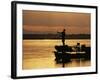 Lower Zambezi National Park, Fly Fishing for Tiger Fish from a Barge on the Zambezi River at Dawn, -John Warburton-lee-Framed Photographic Print