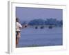 Lower Zambezi National Park, Fly-Fishing for Tiger Fish on the Zambezi River Against a Backdrop of -John Warburton-lee-Framed Photographic Print