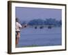 Lower Zambezi National Park, Fly-Fishing for Tiger Fish on the Zambezi River Against a Backdrop of -John Warburton-lee-Framed Photographic Print