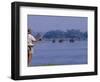 Lower Zambezi National Park, Fly-Fishing for Tiger Fish on the Zambezi River Against a Backdrop of -John Warburton-lee-Framed Photographic Print