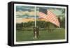 Lowering Flag at Sunset-null-Framed Stretched Canvas