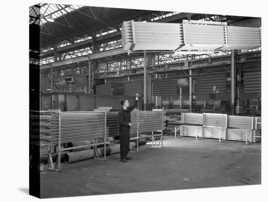 Lowering Galvanised Heat Exchangers, Edgar Allen Steel Co, Sheffield, South Yorkshire, 1964-Michael Walters-Stretched Canvas