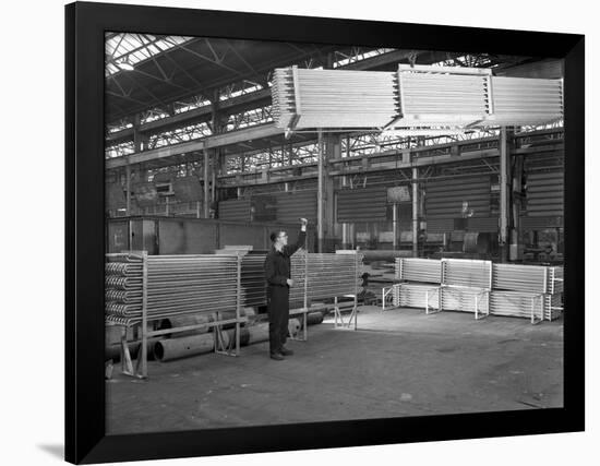 Lowering Galvanised Heat Exchangers, Edgar Allen Steel Co, Sheffield, South Yorkshire, 1964-Michael Walters-Framed Photographic Print