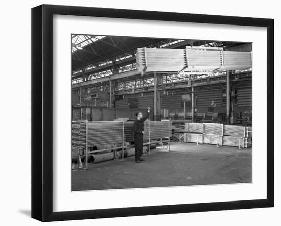 Lowering Galvanised Heat Exchangers, Edgar Allen Steel Co, Sheffield, South Yorkshire, 1964-Michael Walters-Framed Photographic Print