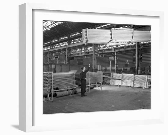 Lowering Galvanised Heat Exchangers, Edgar Allen Steel Co, Sheffield, South Yorkshire, 1964-Michael Walters-Framed Photographic Print