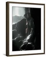 Lowering Kayak into a Wet Cave, Mexico-Michael Brown-Framed Photographic Print