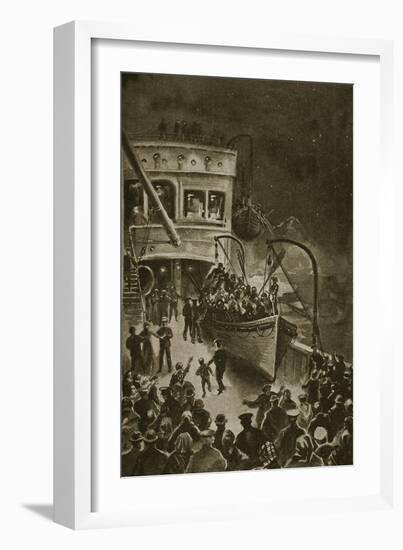 Lowering of the Life-Boats from the Titanic-null-Framed Giclee Print