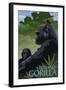 Lowland Gorilla - Lithograph Series-Lantern Press-Framed Art Print