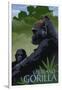 Lowland Gorilla - Lithograph Series-Lantern Press-Framed Art Print