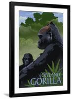 Lowland Gorilla - Lithograph Series-Lantern Press-Framed Art Print