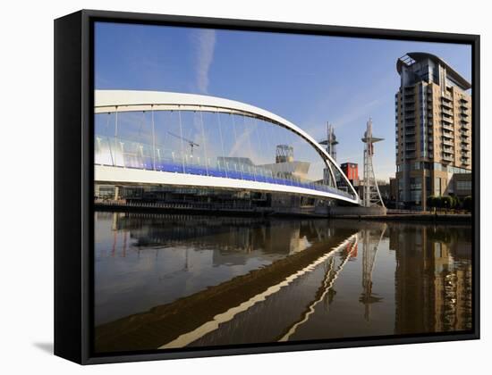 Lowry Bridge over the Manchester Ship Canal, Salford Quays, Greater Manchester, England, UK-Richardson Peter-Framed Stretched Canvas